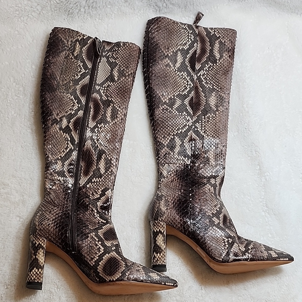 Alexandre Birman Benta Python Knee-High Boots Siz… - image 1
